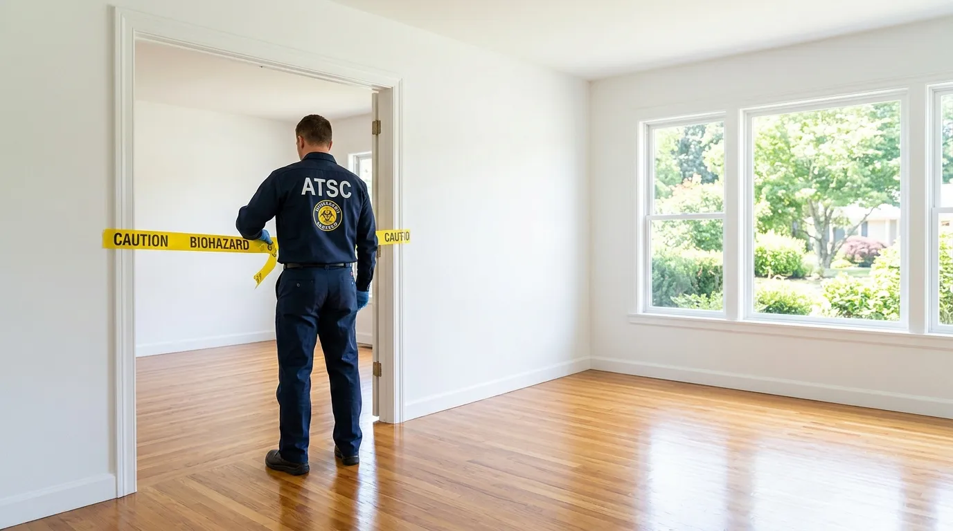 Certified biohazard cleanup crew performing Decomposition Cleanup in Tyrone